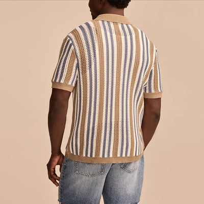 Wavy Pattern Knit Polo