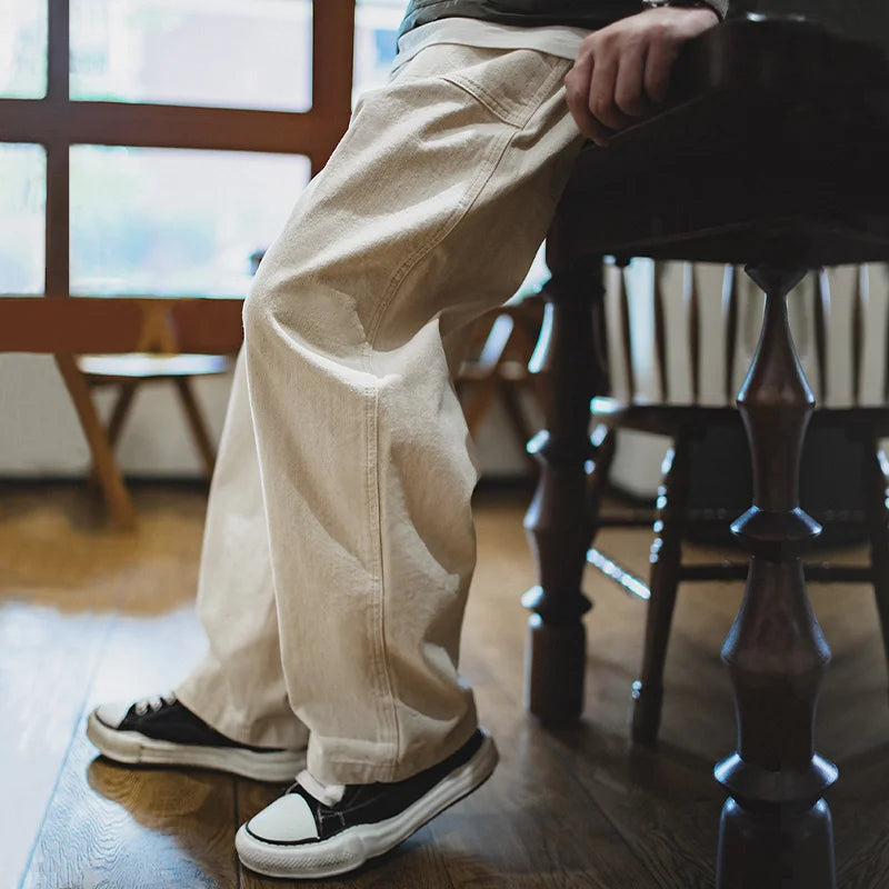 Vintage Straight-Leg Cotton Pants