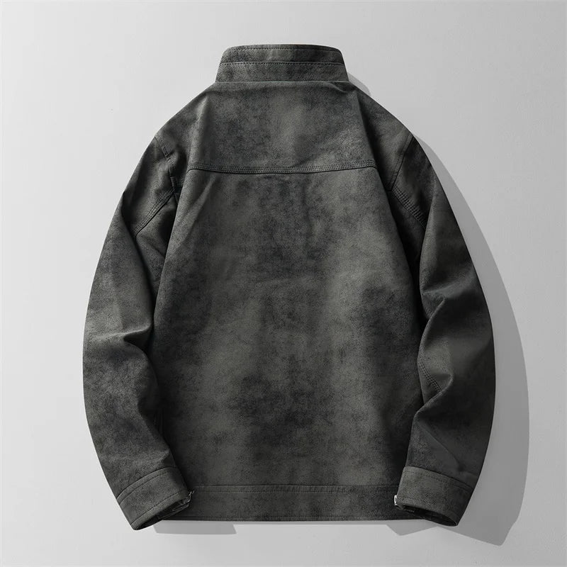 Washed Faux Leather Jacket