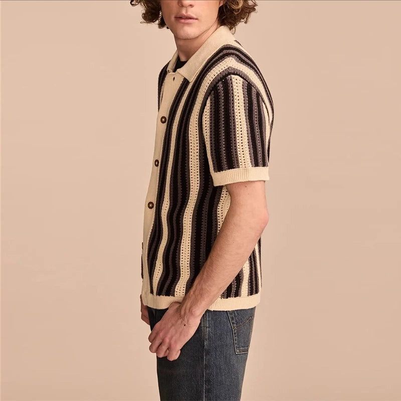 Wavy Pattern Knit Polo