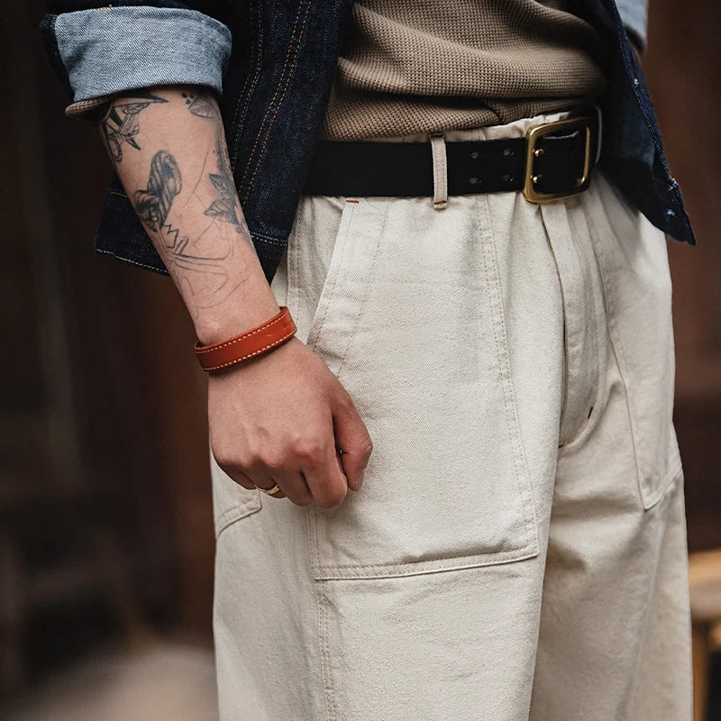Vintage Straight-Leg Cotton Pants