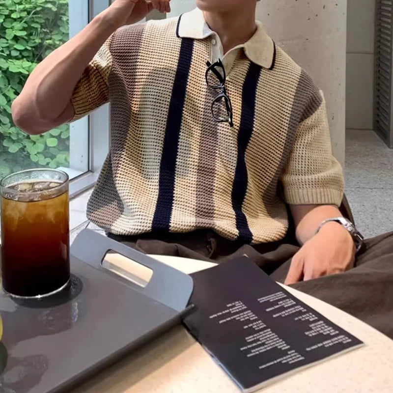 Two-Tone Knit Texture Polo
