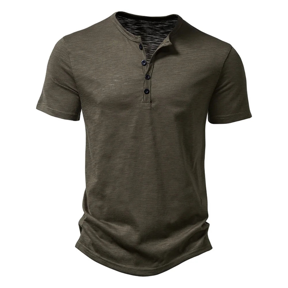 Minimalist Cotton Henley Shirt
