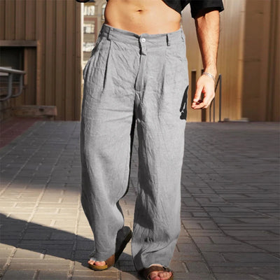 Crinkle Texture Linen Trousers
