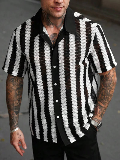 Retro Crochet Stripe Shirt