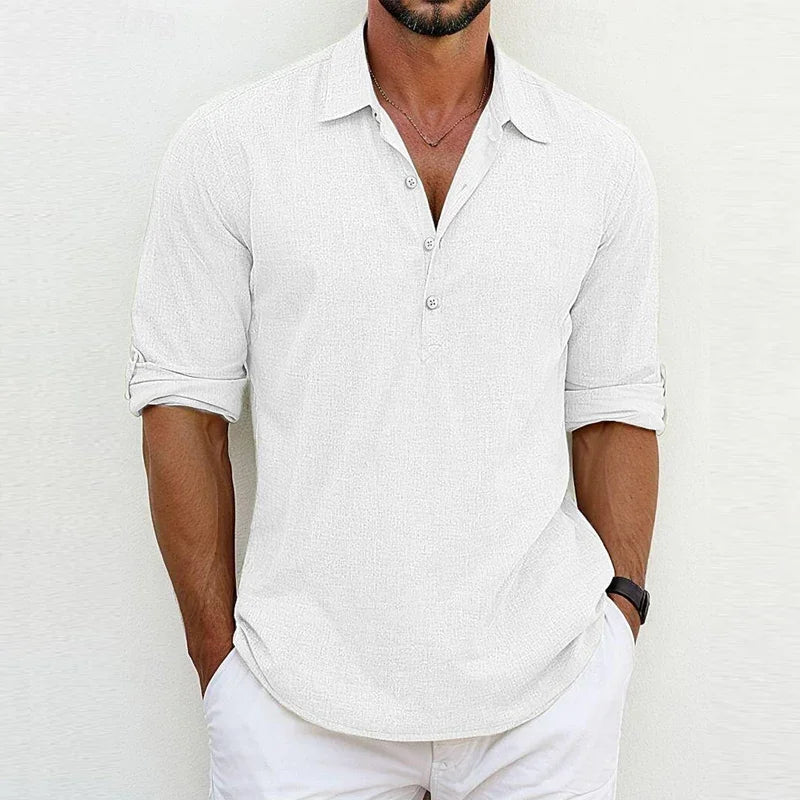 Relaxed Linen-Blend Button Shirt