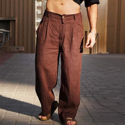 Crinkle Texture Linen Trousers
