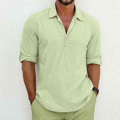 Relaxed Linen-Blend Button Shirt