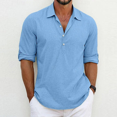 Relaxed Linen-Blend Button Shirt