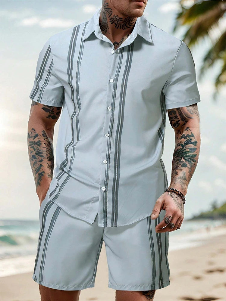 Striped Button-Up Set