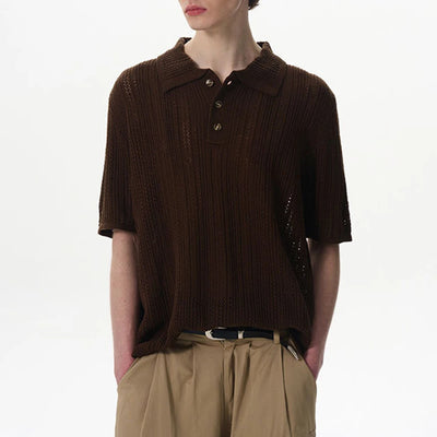 Summer Mesh Knit Polo Tee