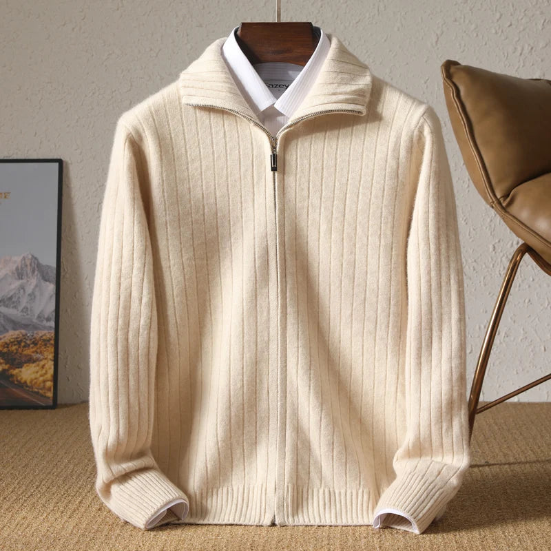 Minimalist Wool Full-Zip Pullover
