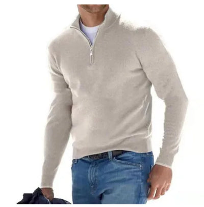Casual Knit Pullover With Zip