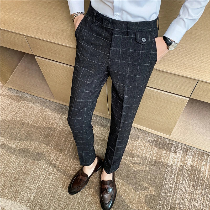 Modern Plaid Slim Pants