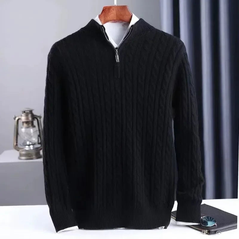 Elegant Ribbed Zip Sweater