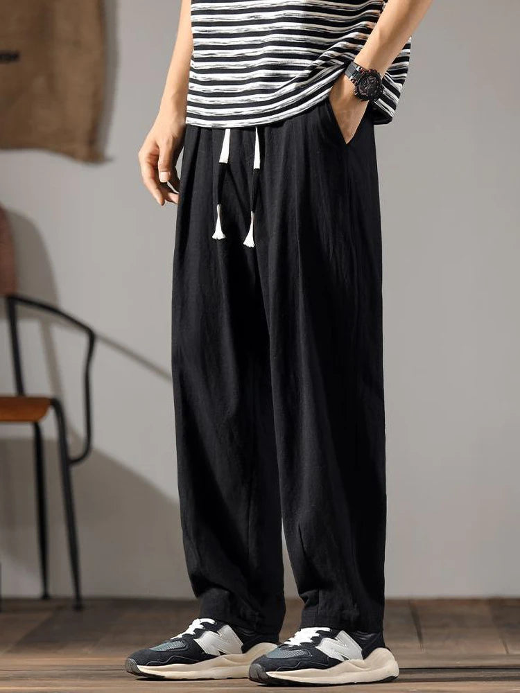 Casual Wide-Leg Linen Pants