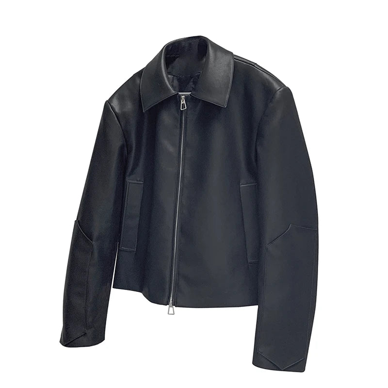 Minimalist Faux Leather Zip Jacket