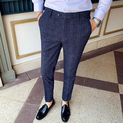 Modern Plaid Slim Pants