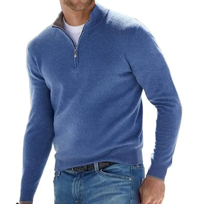 Casual Knit Pullover With Zip