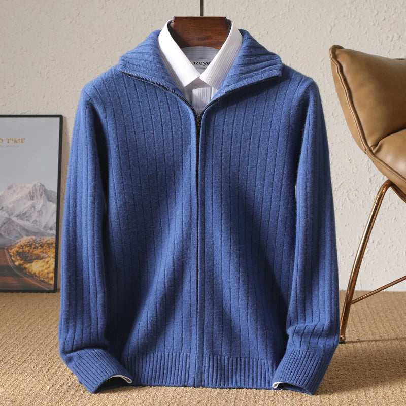 Minimalist Wool Full-Zip Pullover