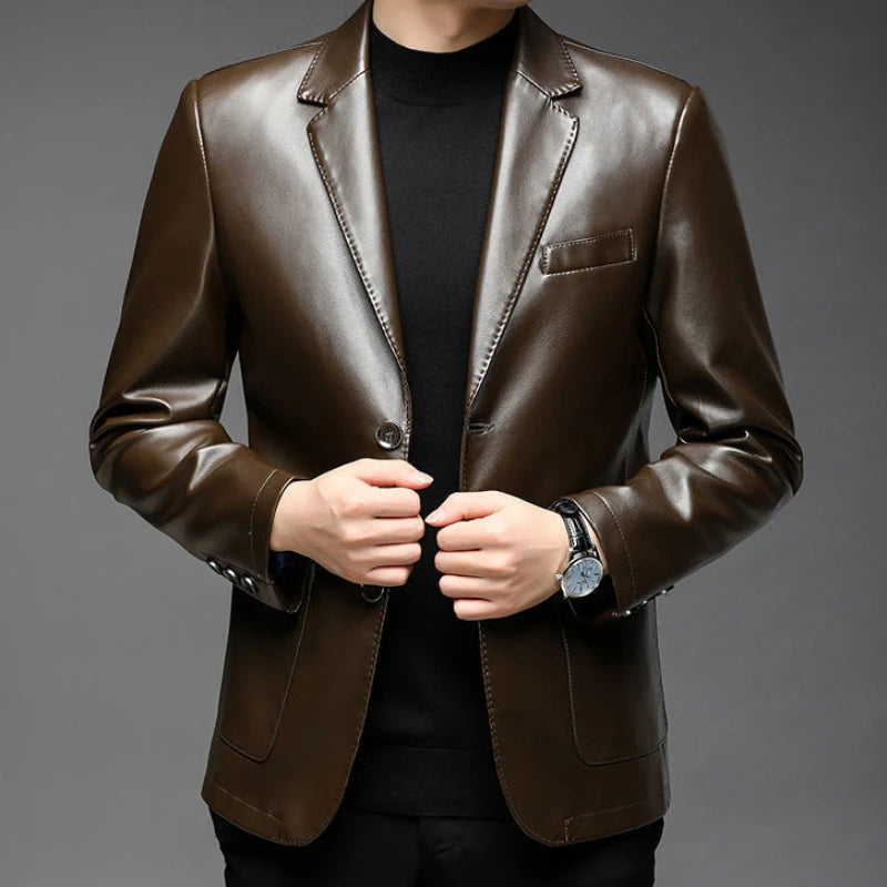 Classic Faux Leather Blazer