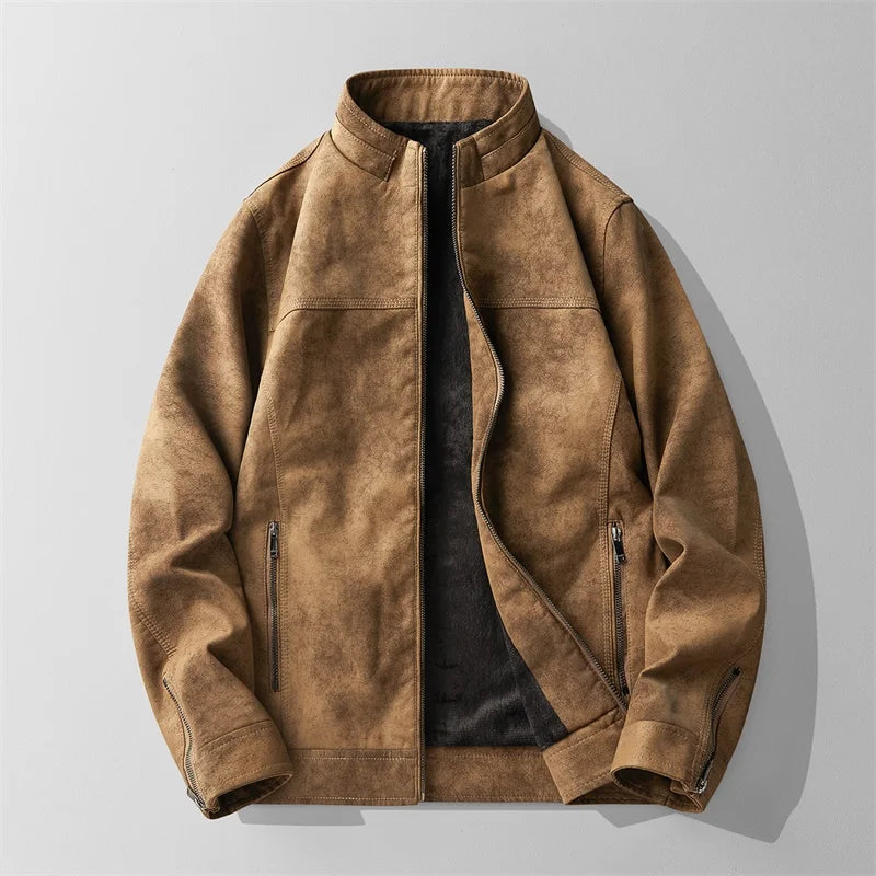 Washed Faux Leather Jacket