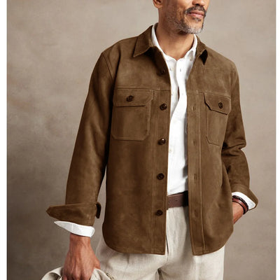 Chest Pocket Faux Suede Jacket