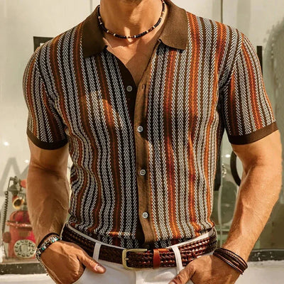 Retro Striped Polo Shirt