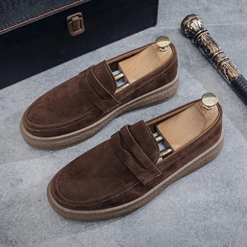 Textured Sole Suede Loafers