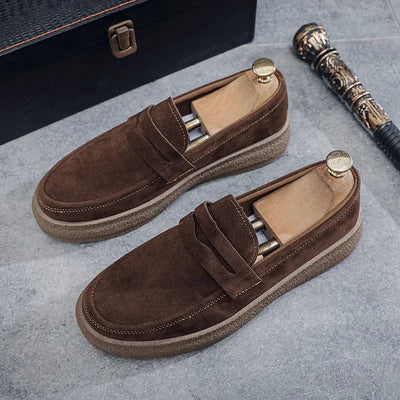 Textured Sole Suede Loafers