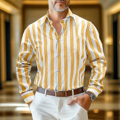 Classic Fit Linen Stripe Shirt