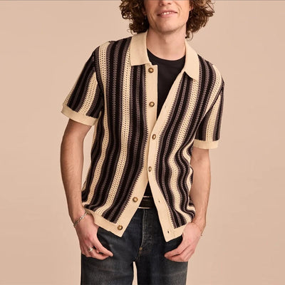 Wavy Pattern Knit Polo