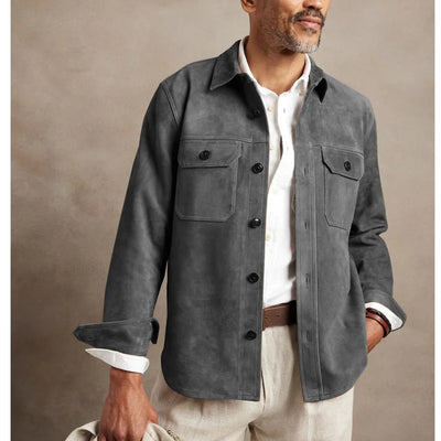 Chest Pocket Faux Suede Jacket