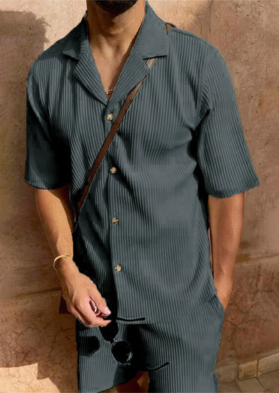 Ribbed Lounge Shirt & Shorts Set