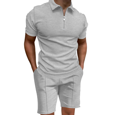 Zip Polo Shorts Set