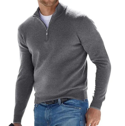 Casual Knit Pullover With Zip
