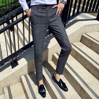 Modern Plaid Slim Pants