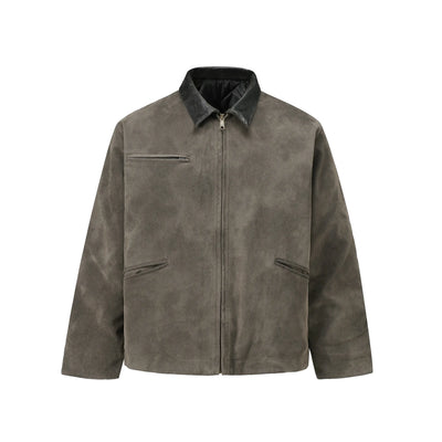 Faux Suede Zip Harrington Jacket