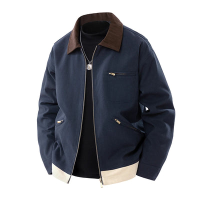 Contrast Collar Zip Jacket