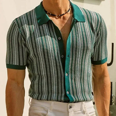 Retro Striped Polo Shirt