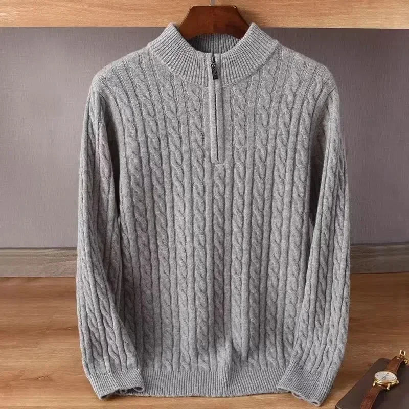 Elegant Ribbed Zip Sweater