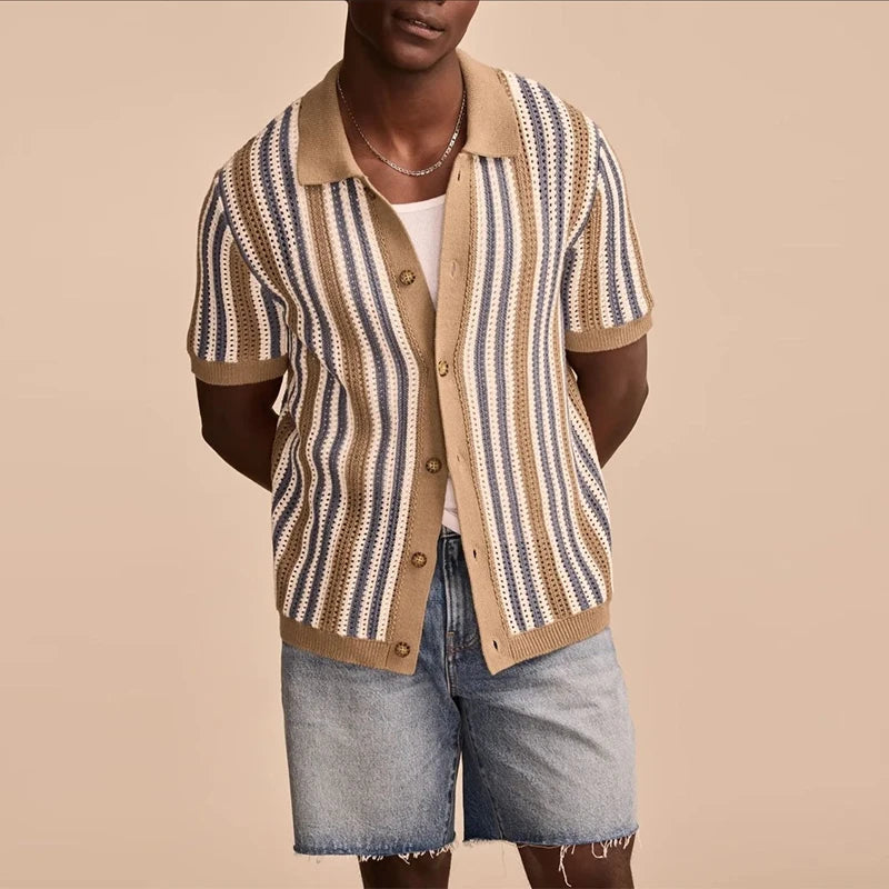 Wavy Pattern Knit Polo