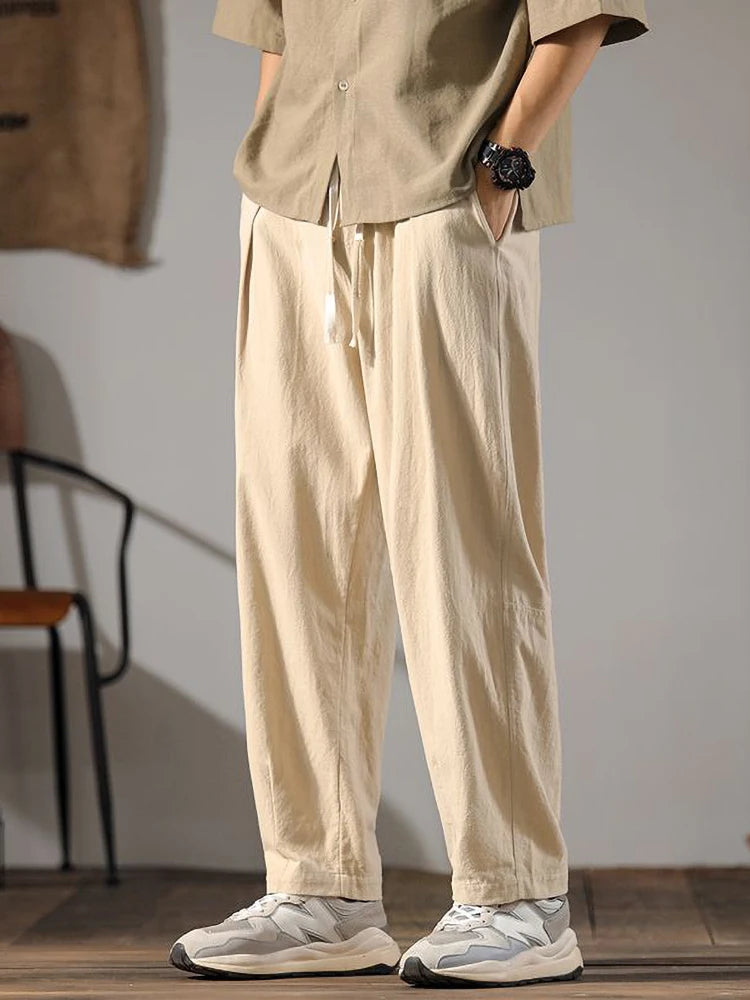 Casual Wide-Leg Linen Pants