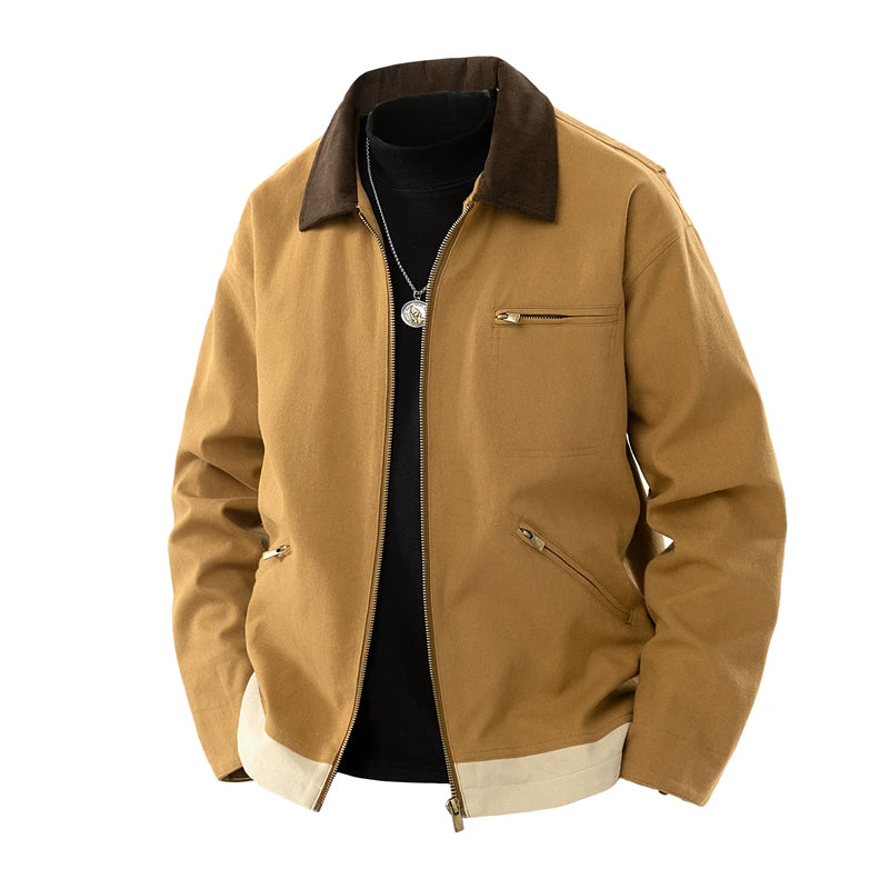 Contrast Collar Zip Jacket