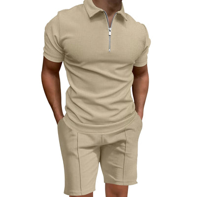 Zip Polo Shorts Set