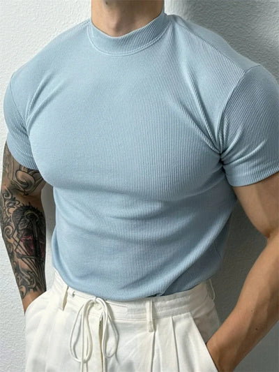 Minimalist Ribbed Knit T-Shirt