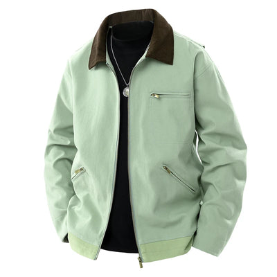 Contrast Collar Zip Jacket