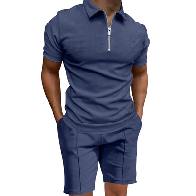 Zip Polo Shorts Set