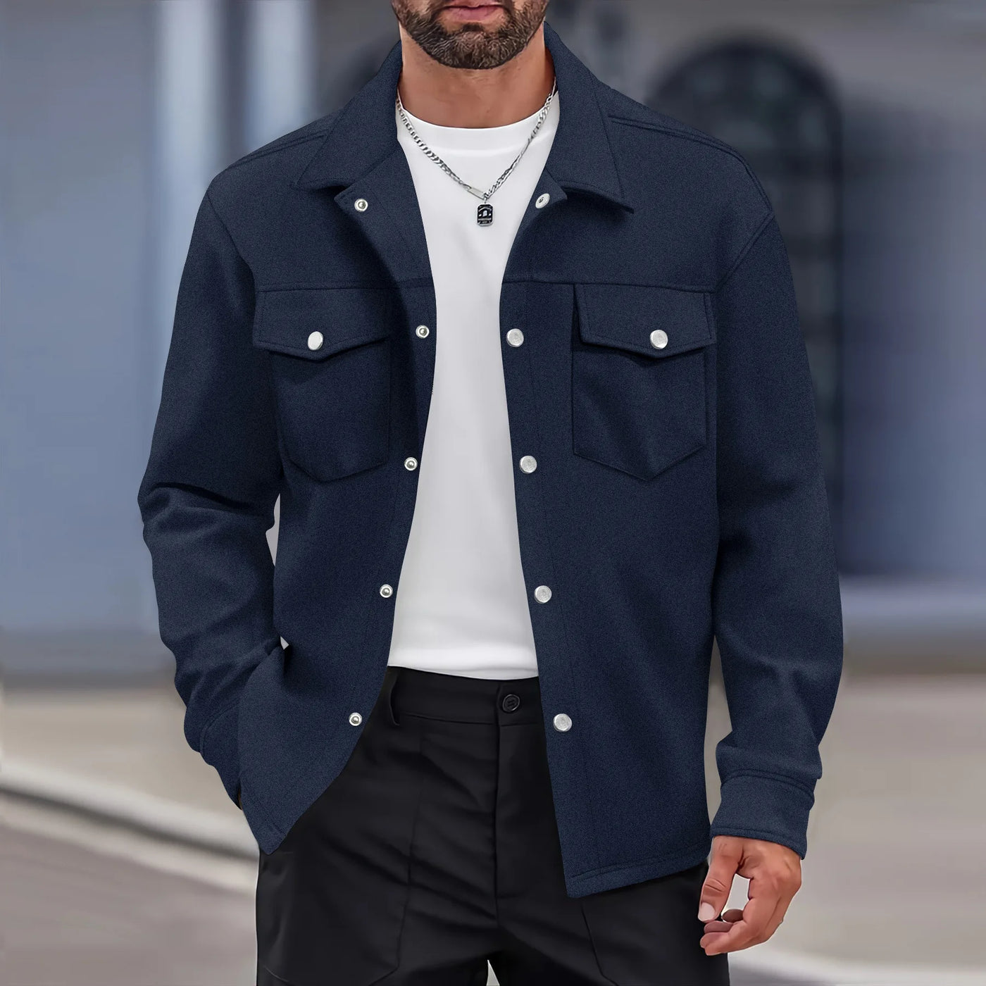 Light Suede Button-Up Jacket