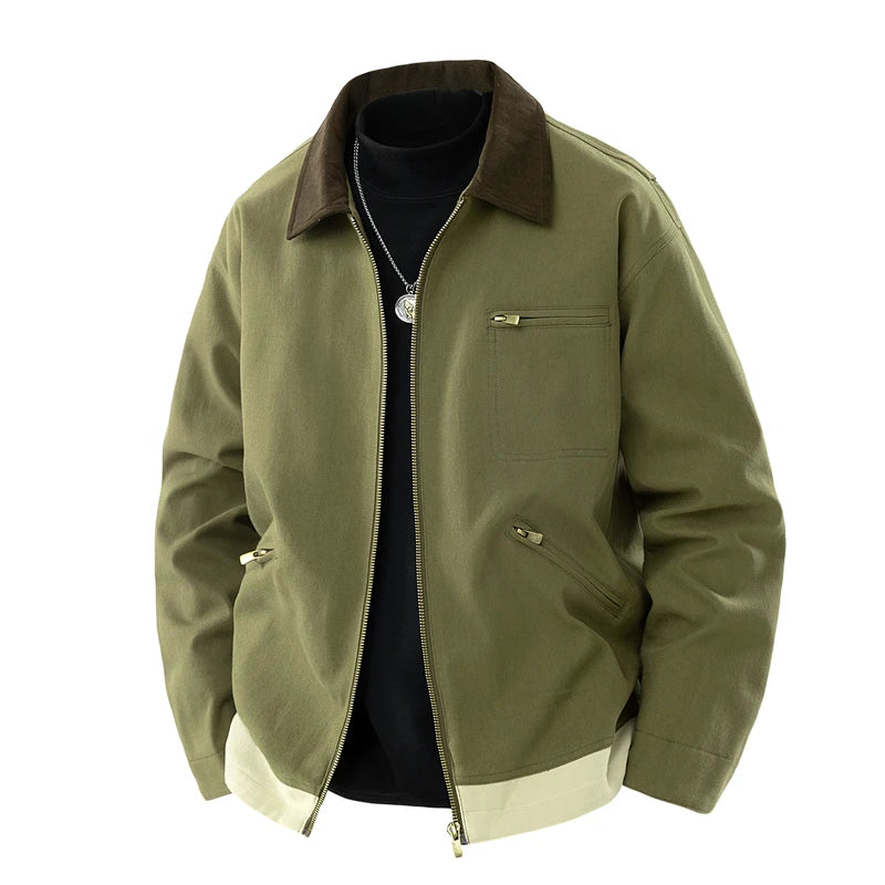 Contrast Collar Zip Jacket